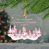 Personalized The Love Between Grandma & Grandkids Is Forever Snowman Kid Names Xmas Gift Acrylic Ornament Printed MTHN23554