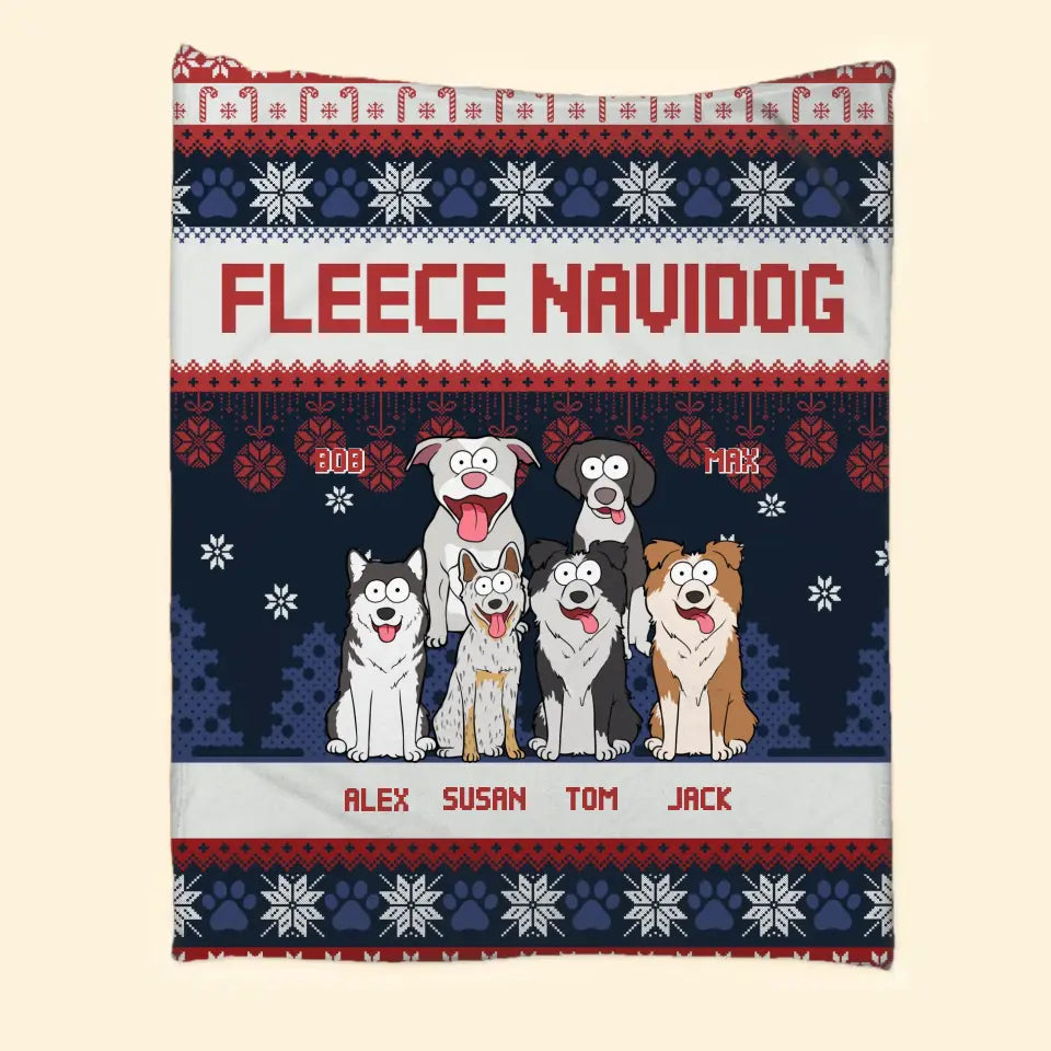 Personalized Fleece Navidog Dog Lovers Gift Sherpa or Fleece Blanket Printed QTVQ23639