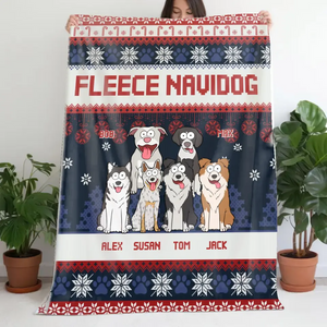 Personalized Fleece Navidog Dog Lovers Gift Sherpa or Fleece Blanket Printed QTVQ23639
