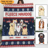 Personalized Fleece Navidog Dog Lovers Gift Sherpa or Fleece Blanket Printed QTVQ23639