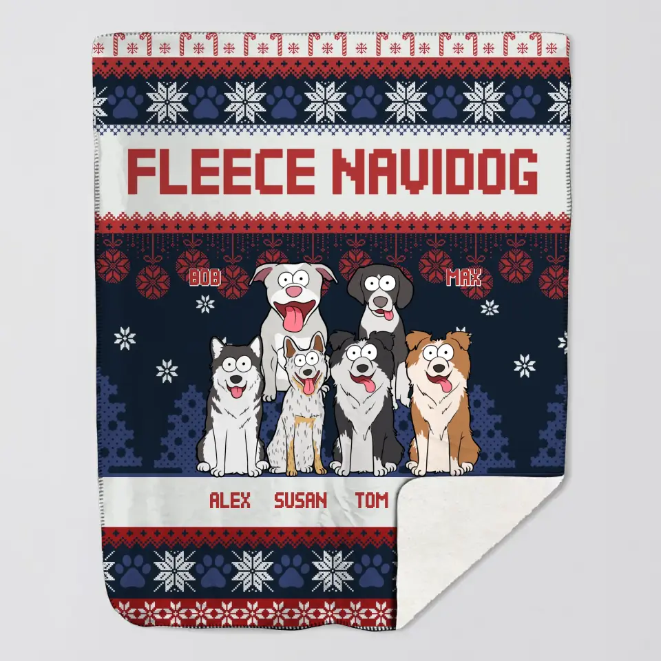 Personalized Fleece Navidog Dog Lovers Gift Sherpa or Fleece Blanket Printed QTVQ23639