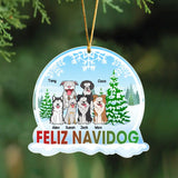 Personalized Feliz Navidog Dog In The Snow Custom Name Acrylic Ornament Printed MTKVH23645