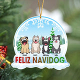 Personalized Feliz Navidog Dog In The Snow Custom Name Acrylic Ornament Printed MTKVH23645