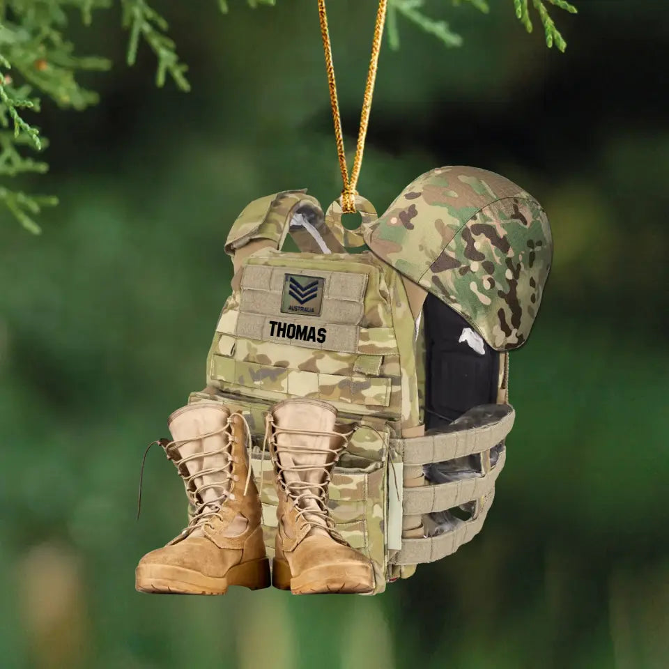 Personalized Australian Military Backpack & Boots Acrylic Ornament Printed KVH23647