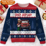 Personalized Crazy Jeep Lady Jeep Girl Ugly Sweater Printed PTN23656