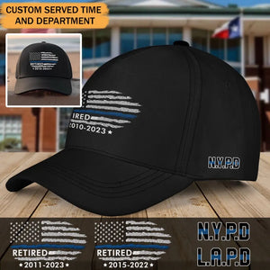 Personalized Thin Blue Line Officer Retired Black Cap QTVQ657