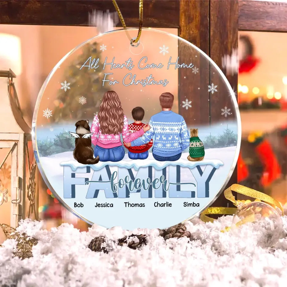 Personalized All Hearts Come Home For Christmas Family Acrylic Ornament Printed HTHVQ23665
