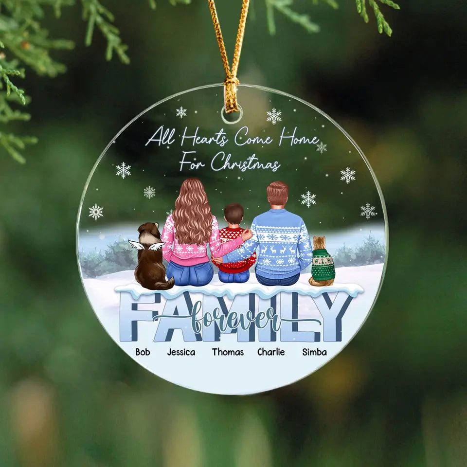 Personalized All Hearts Come Home For Christmas Family Acrylic Ornament Printed HTHVQ23665