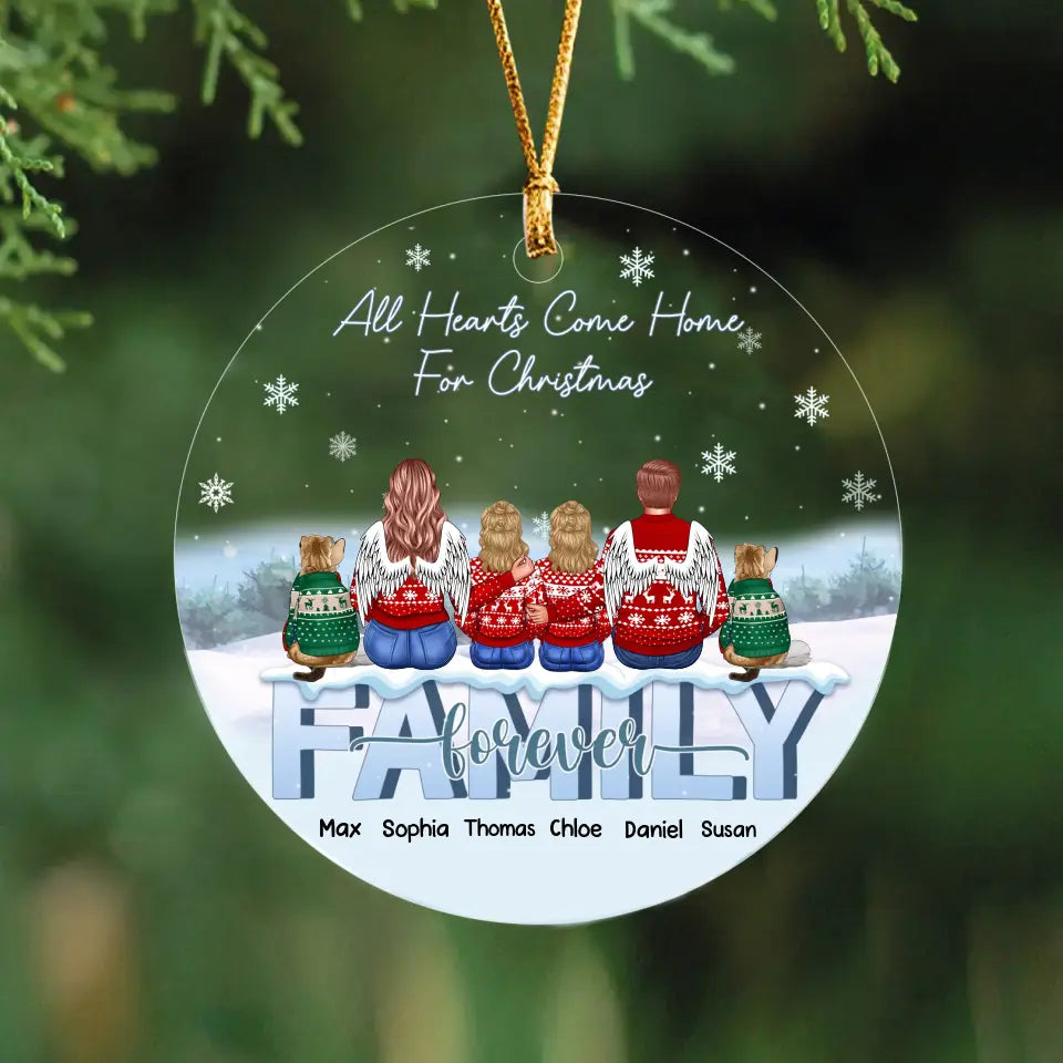 Personalized All Hearts Come Home For Christmas Family Acrylic Ornament Printed HTHVQ23665