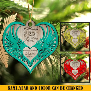 Personalized Always On My Mind Forever In My Heart Wooden Ornament 2 Layer Printed HTHKVH23671