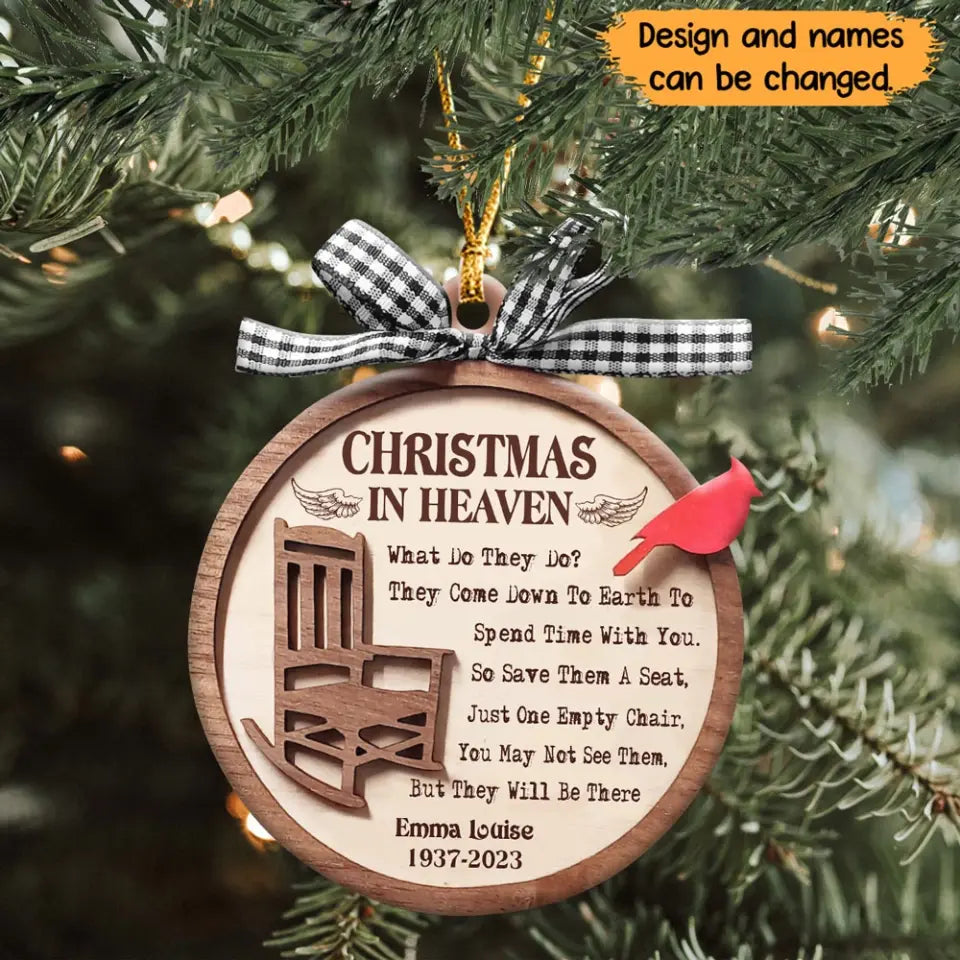 Personalized Christmas In Heaven Memorial Wooden Ornament Printed HTHHN23674