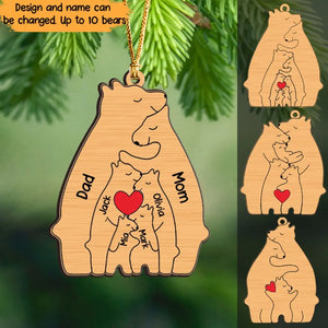 Personalized Family Bear Wooden Ornament Printed LDMVQ23682