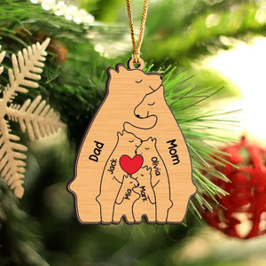Personalized Family Bear Wooden Ornament Printed LDMVQ23682