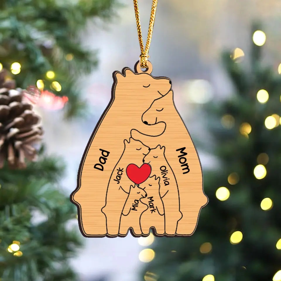 Personalized Family Bear Wooden Ornament Printed LDMVQ23682