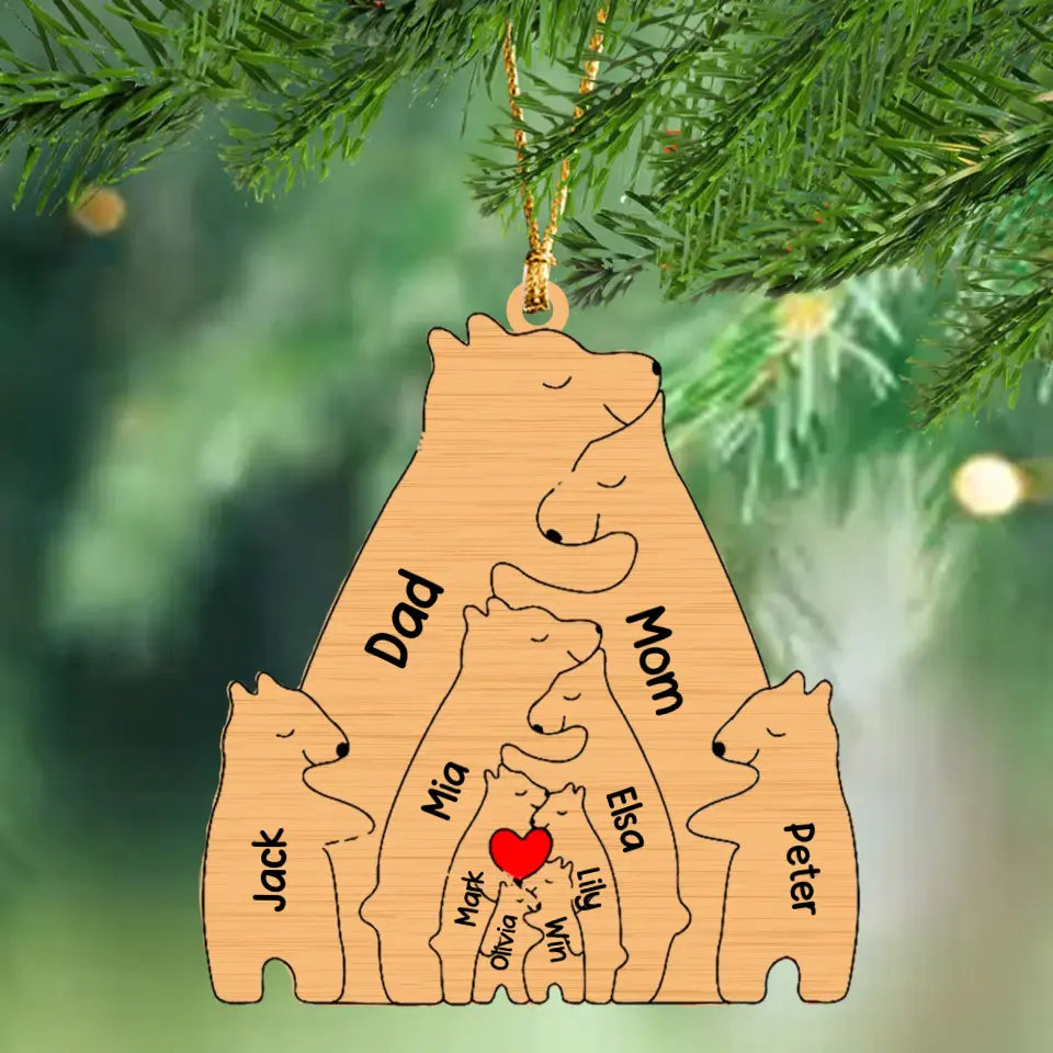 Personalized Family Bear Wooden Ornament Printed LDMVQ23682