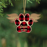 Personalized Paw Angel Wings Custom Your Pet Name Wooden Ornament 2 Layer Printed PTN23683