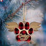 Personalized Paw Angel Wings Custom Your Pet Name Wooden Ornament 2 Layer Printed PTN23683