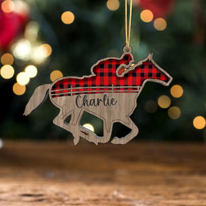 Personalized Horse Riding Wooden Ornament Printed LDMVQ23691