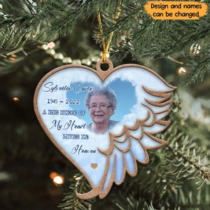 Personalized A Big Piece Of My Heart Lives In Heaven Memorial Wooden Ornament 2 Layer Printed TQTHN23693