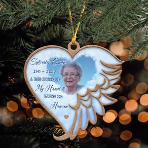 Personalized A Big Piece Of My Heart Lives In Heaven Memorial Wooden Ornament 2 Layer Printed TQTHN23693