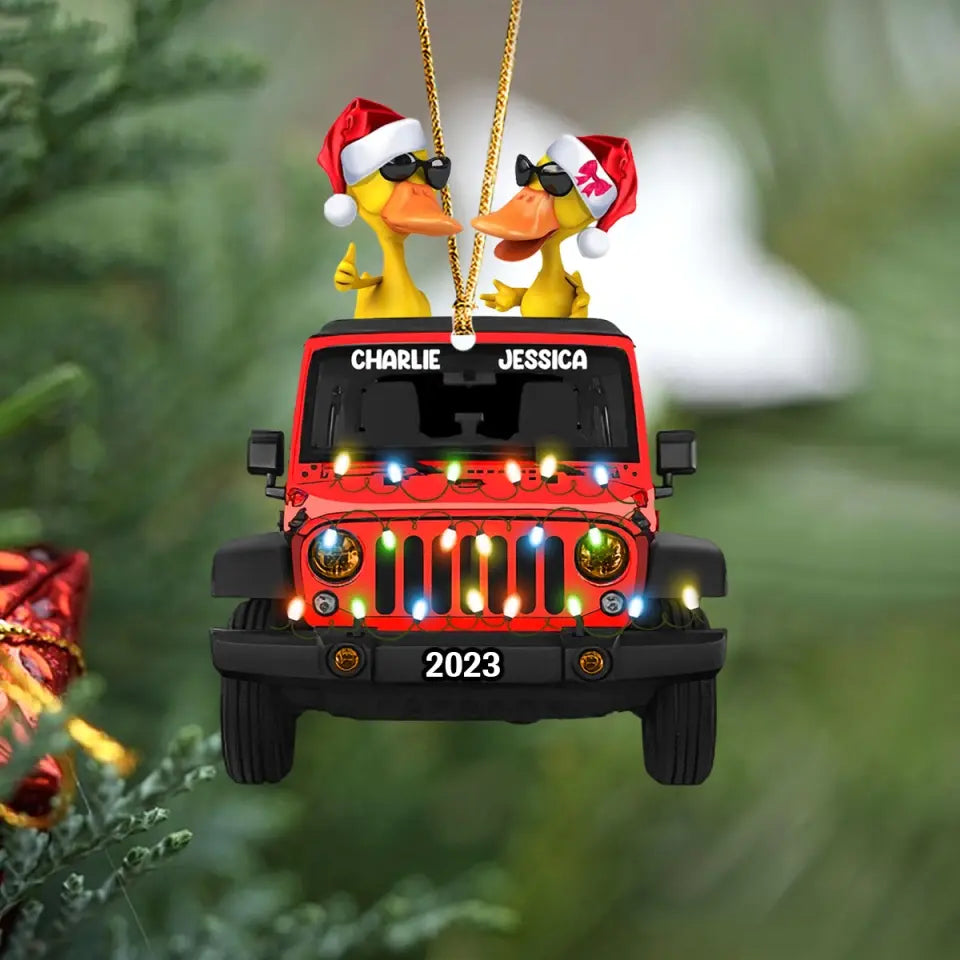 Personalized Jeep Duck Wooden Ornament Printed LDMVQ23695