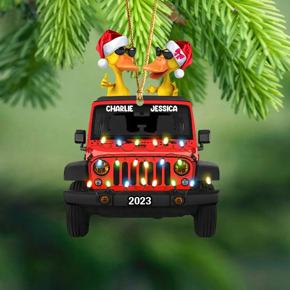 Personalized Jeep Duck Wooden Ornament Printed LDMVQ23695