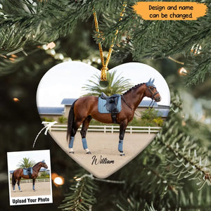 Personalized Upload Horse Photo Custom Name Horse Ceramic Ornament Printed LDMHN23698