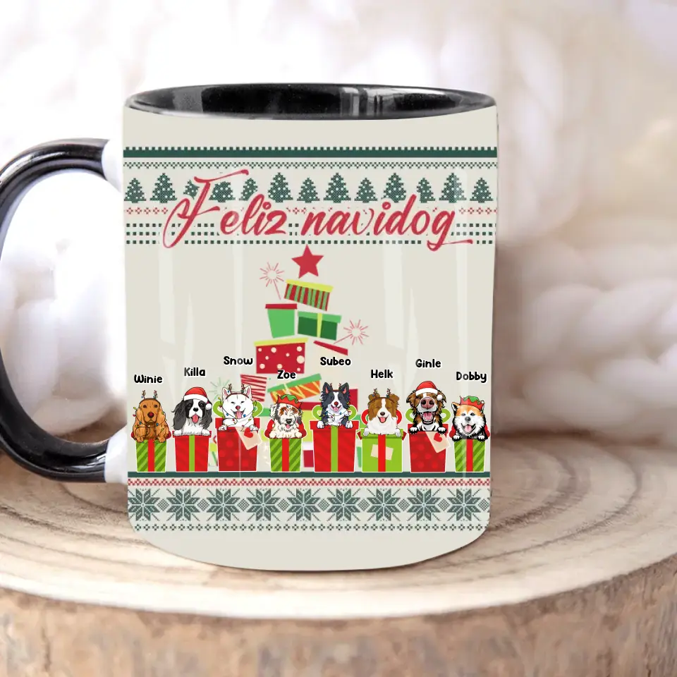 Personalized Feliz Navidog Dog Xmas Dog Lovers Gift Accent Mug Printed MTHN23681