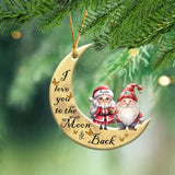 Personalized I Love You To The Moon & Back Santa Mrs Claus Crescent Moon Couple Gift Acrylic Ornament Printed MTHN23706