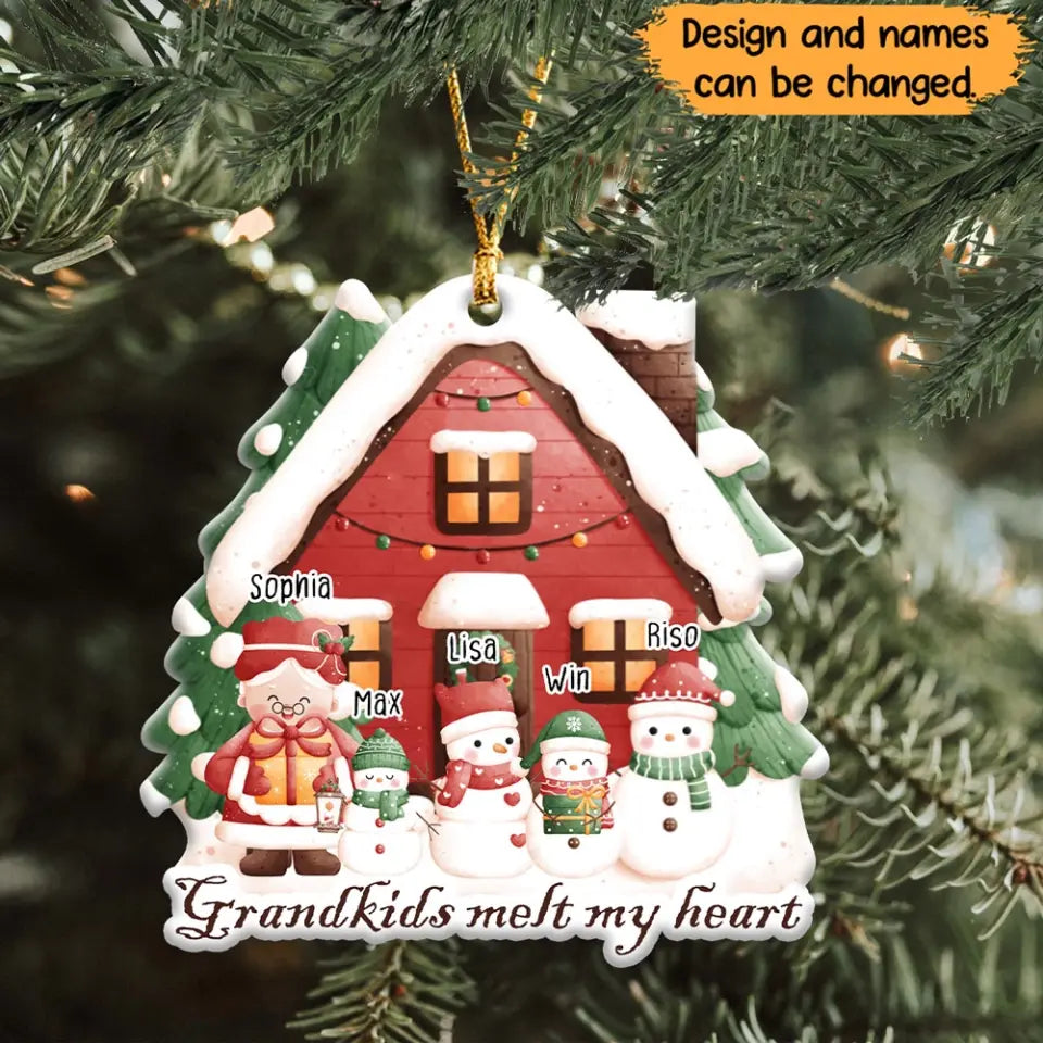 Personalized Grandkids Melt My Heart Acrylic Ornament Printed HTHHN23708