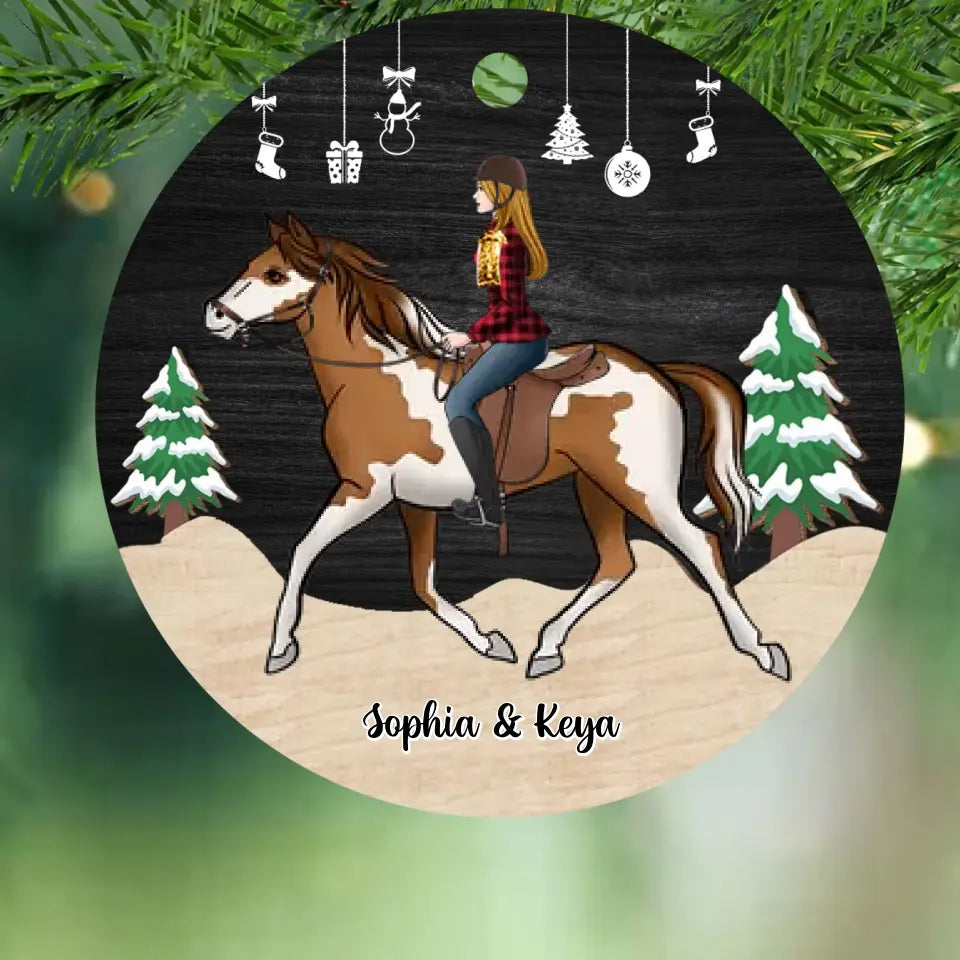 Personalized Horse Girl Custom Name Christmas Gift Wooden Ornament Printed LDMVQ23713