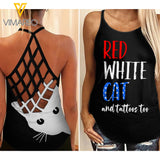 KA CAT RED BLUE  Criss-Cross Tank Top