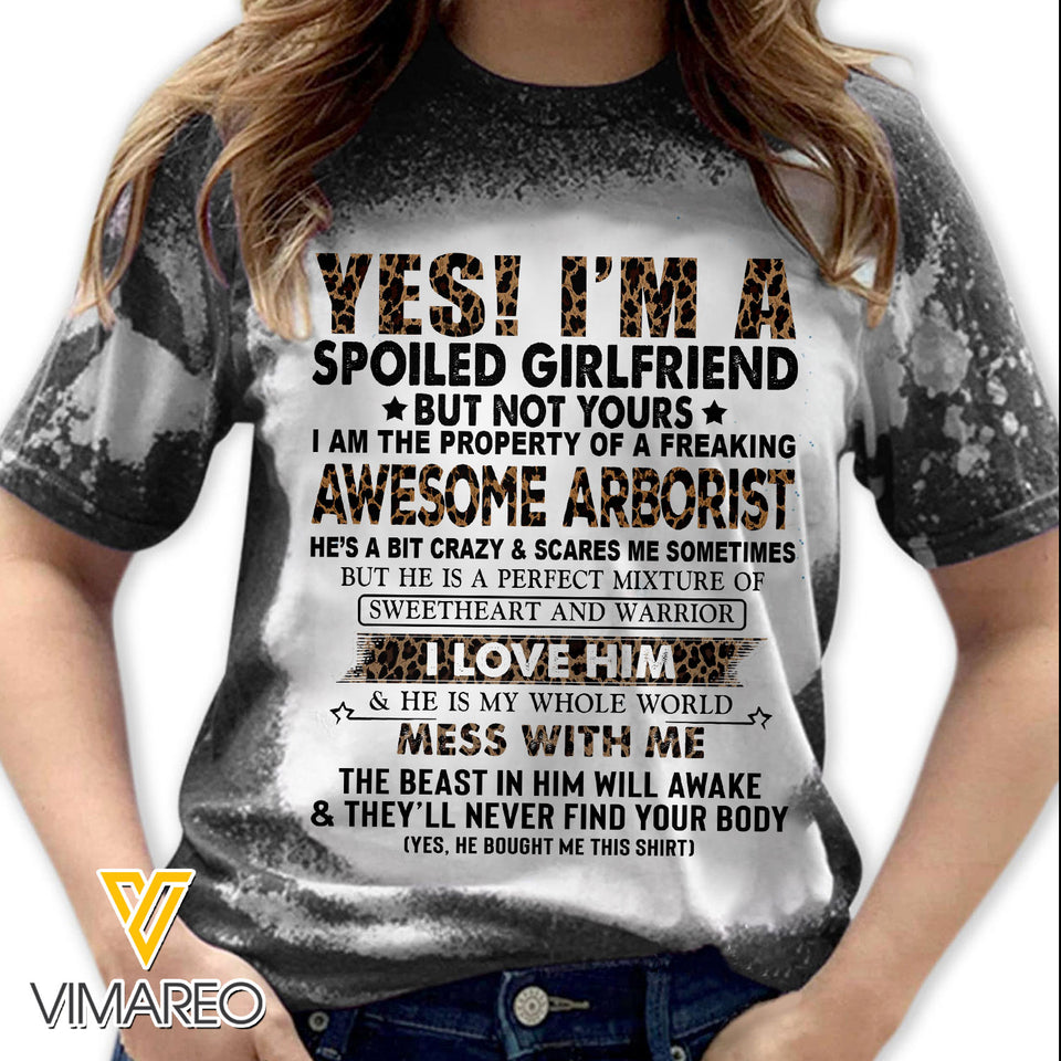 I'm The Property Of A Freaking Awesome Arborist Bleached Tshirt Printed SEP-MA20