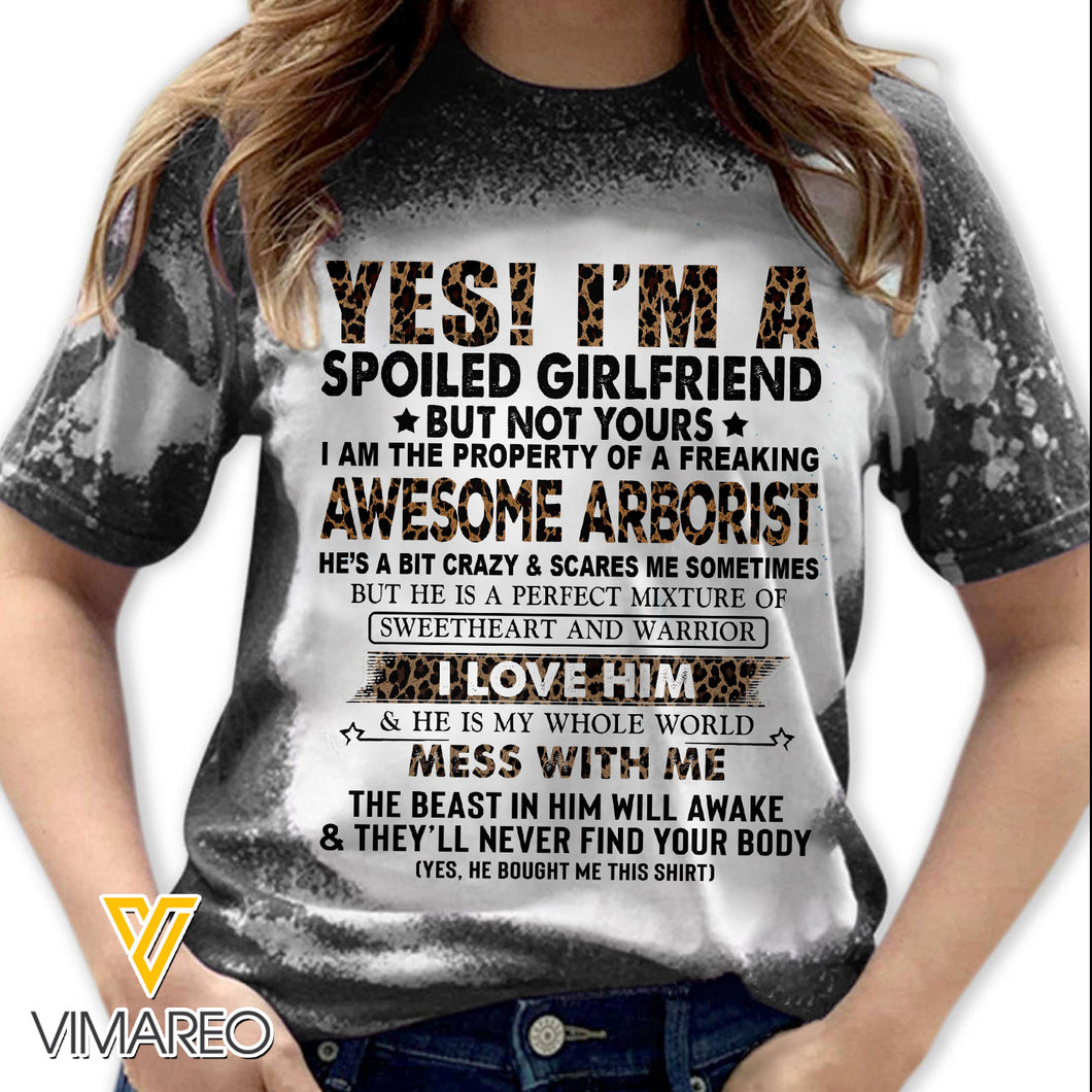 I'm The Property Of A Freaking Awesome Arborist Bleached Tshirt Printed SEP-MA20