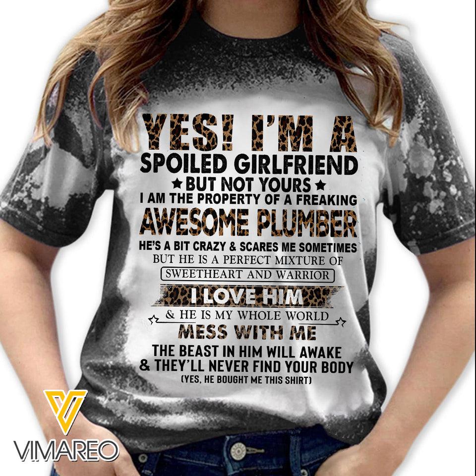 I'm The Property Of A Freaking Awesome Plumber Bleached Tshirt Printed SEP-MA20