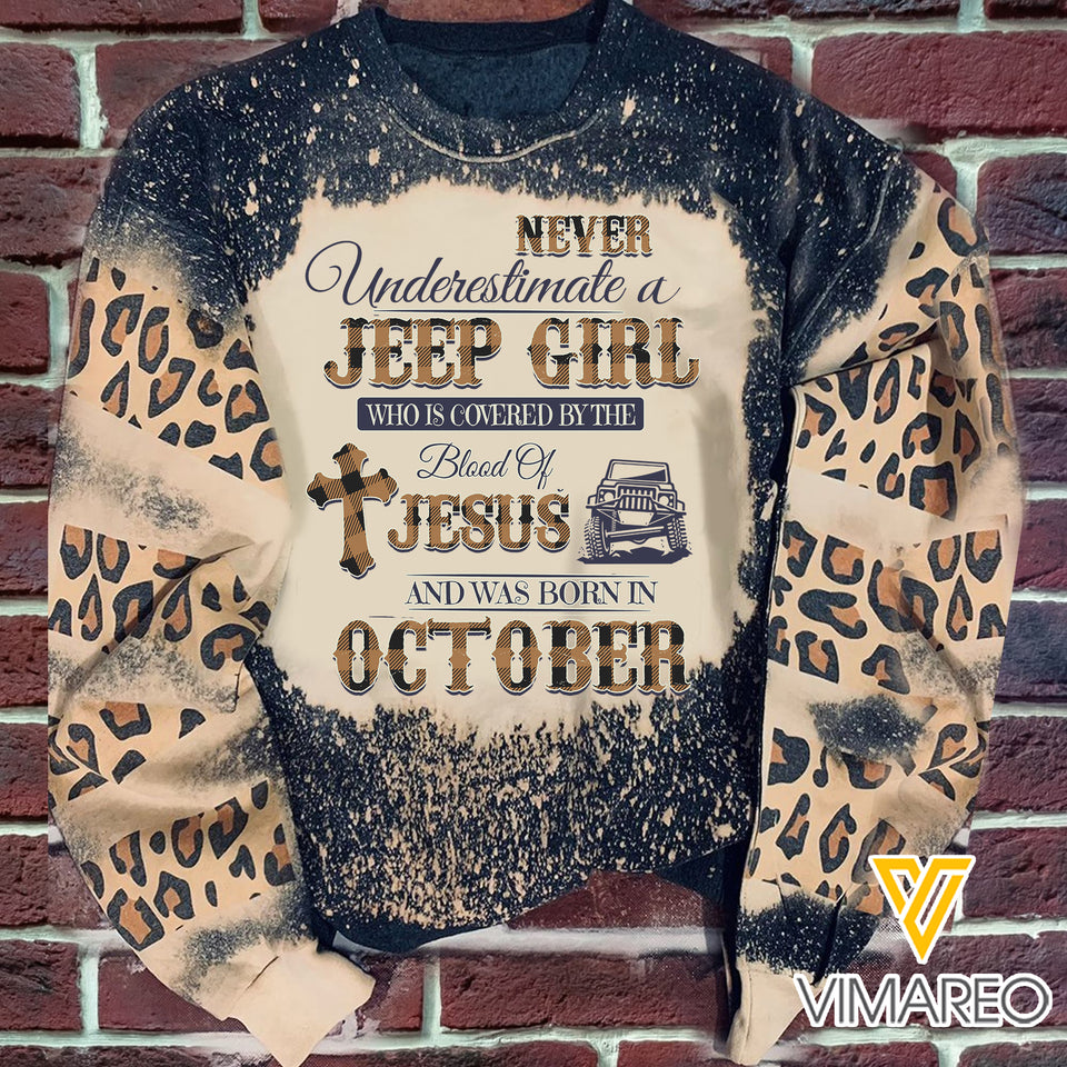 OCTOBER JEEP GIRL BLOOD OF JESUS SWEATSHIRT PRINTED TNMA1210