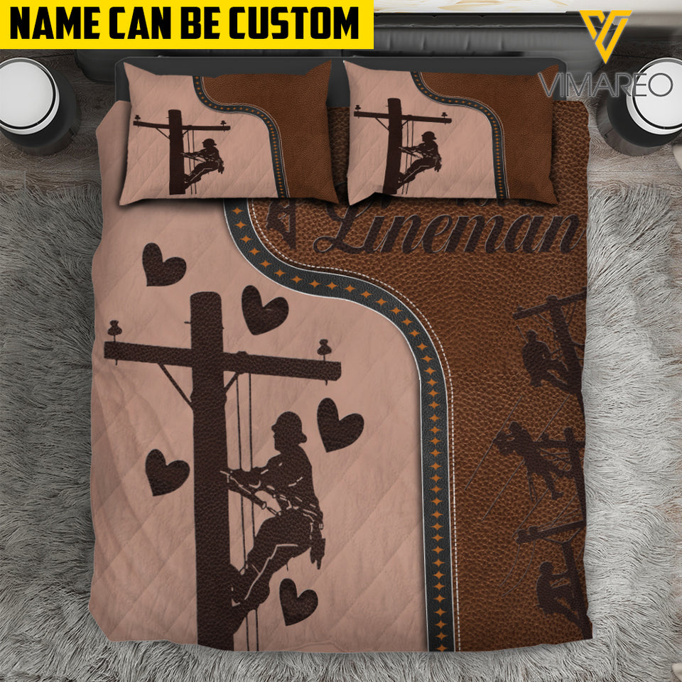 Personalized Lineman Family Bedding set 3D printed