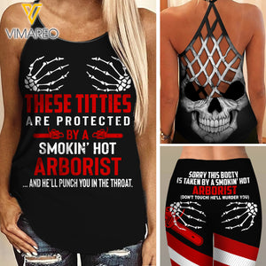 Taken by a Hot Smokin Arborist Criss-Cross Open Back Camisole Tank Top Legging