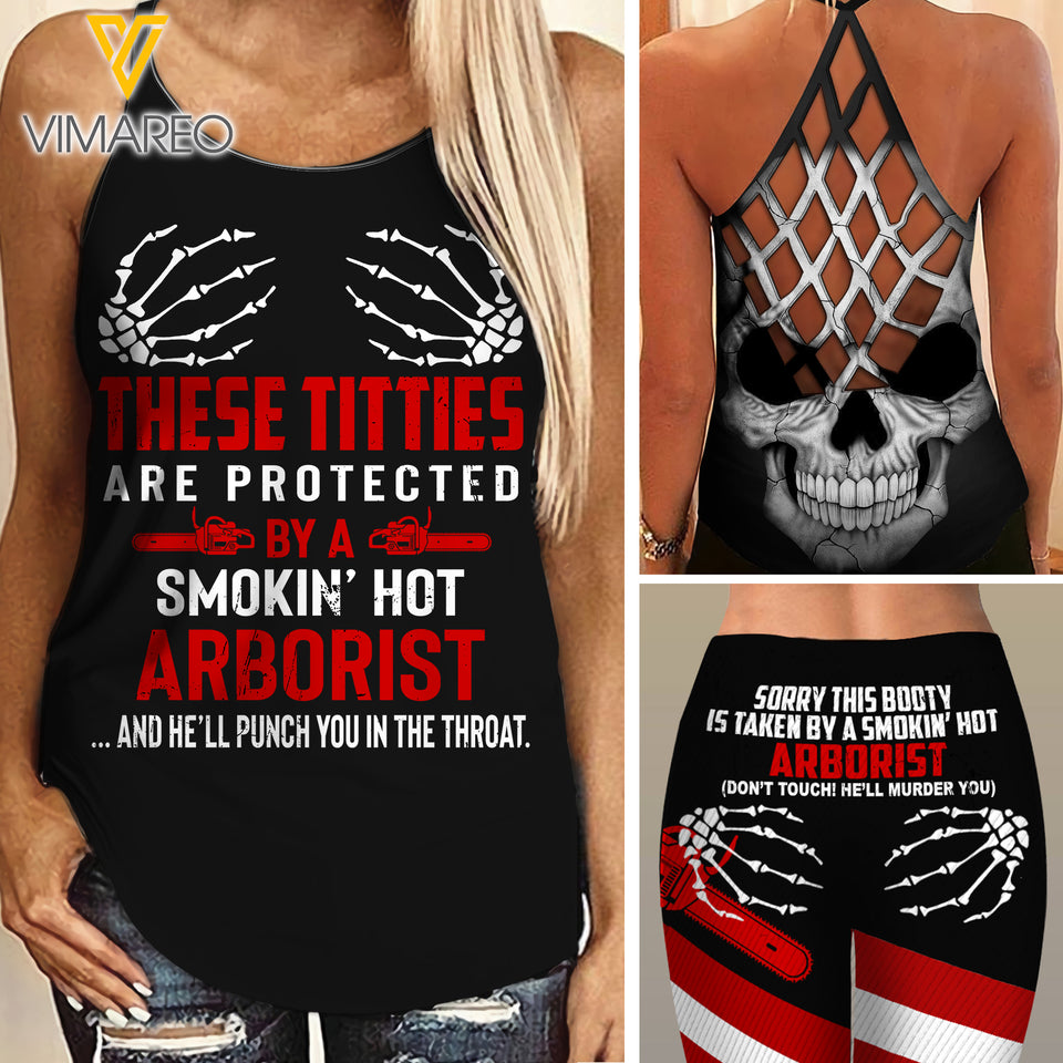 Taken by a Hot Smokin Arborist Criss-Cross Open Back Camisole Tank Top Legging