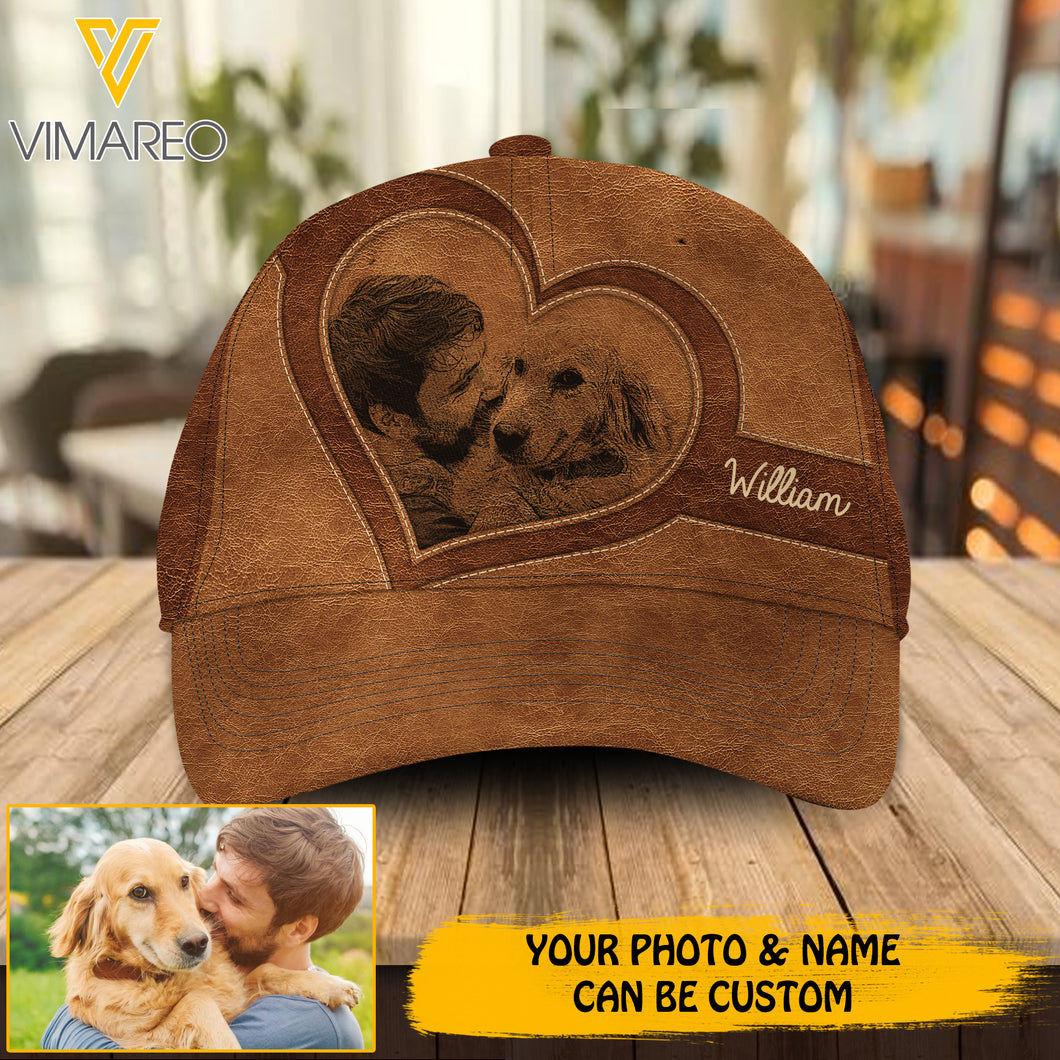 Personalized Dogs Lovers Leather Printed Cap