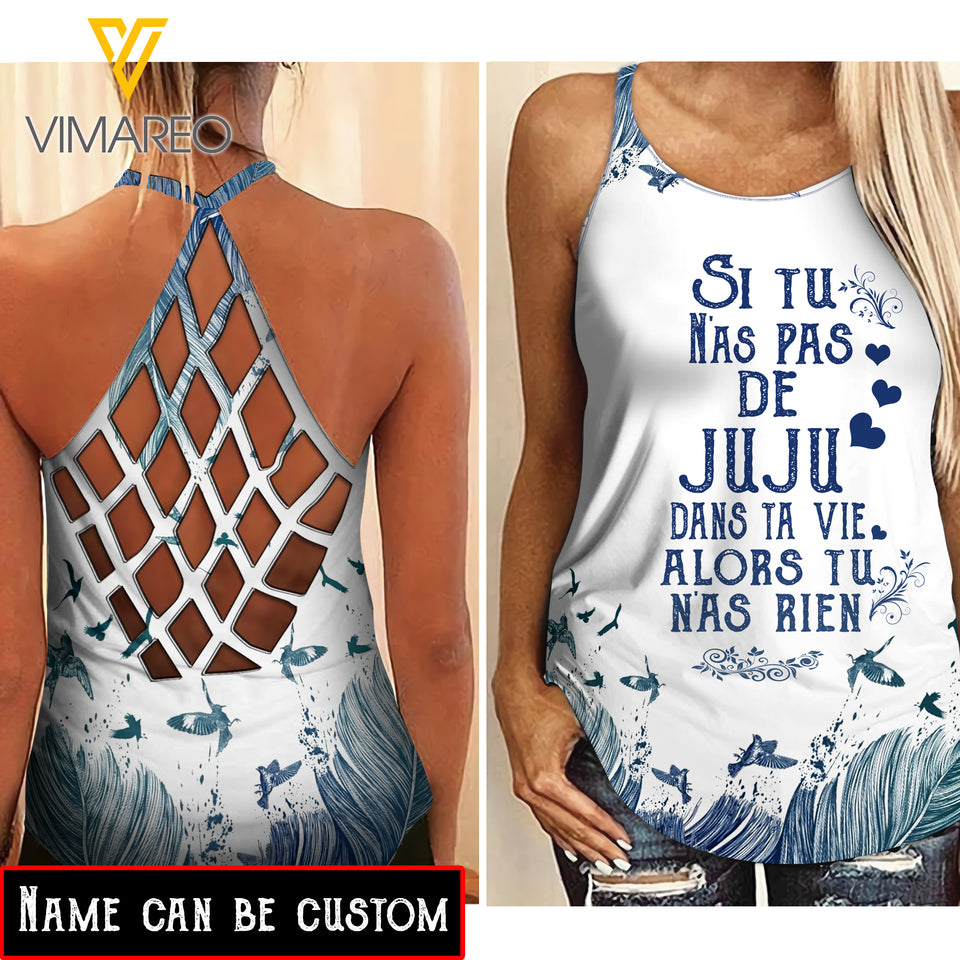 PHN Personalized Criss-Cross Open Back Camisole Tank Top Legging MAR-MD16