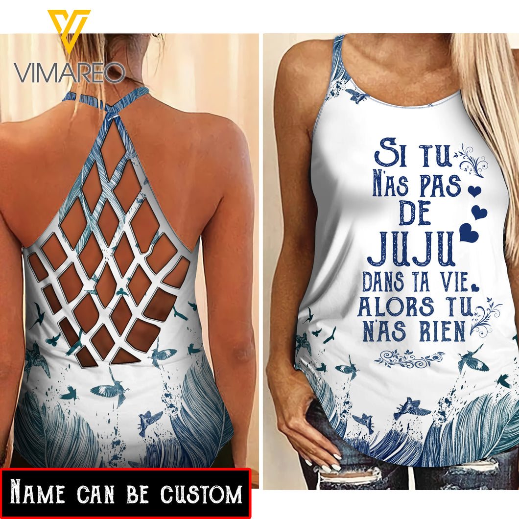 PHN Personalized Criss-Cross Open Back Camisole Tank Top Legging MAR-MD16