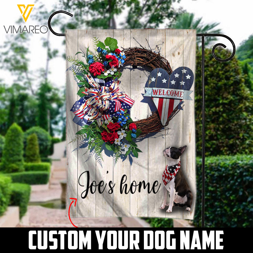 INDEPENDENCE DAY Personalized Bostom Dog Flag MAY-MD05