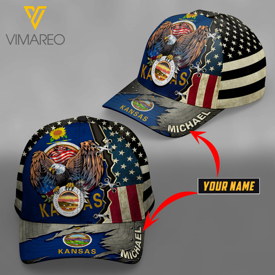 KANSAS CUSTOMIZE Peaked cap 3D TL103 FLAG