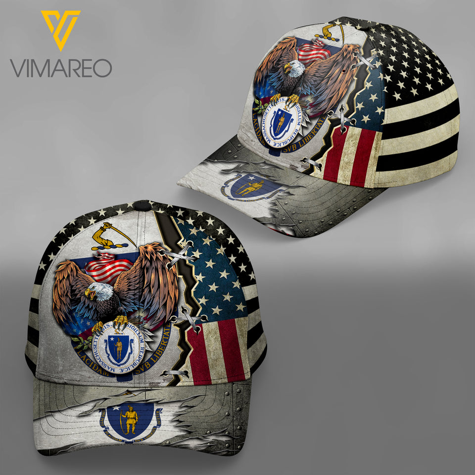 massachusetts Peaked cap 3D TL103 FLAG