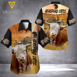 Hereford cattle 3d Printed Hawaii Shirt