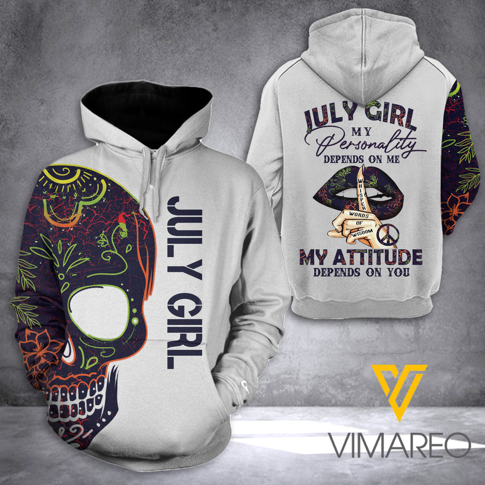 July girl- Skull HOODIE 3D PRINTED