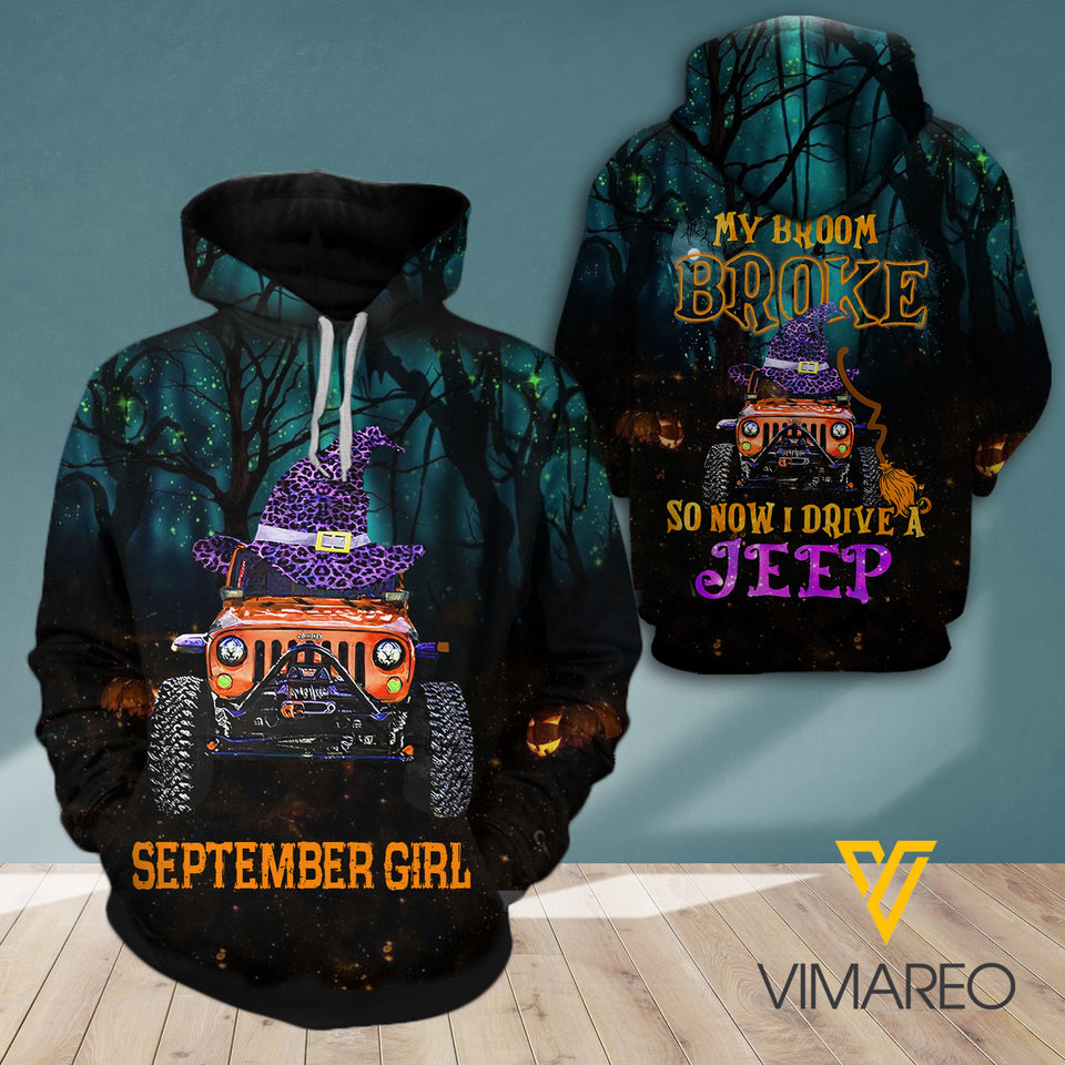 SEPTEMBER GIRL DRIVE A JEEP HAPPY HALLOWEEN HOODIE 3D PRINTED NEY168A