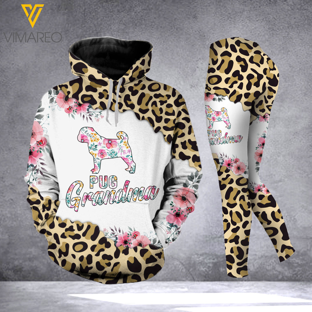 PUG DOG GRANDMA COMBO HOODIE + LEGGING 3D ALL PRINT LC