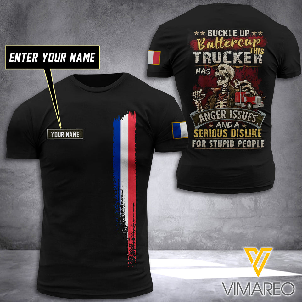 Customized FRANCE TRUCKER 3D PRINTED SHIRT 2007MQ